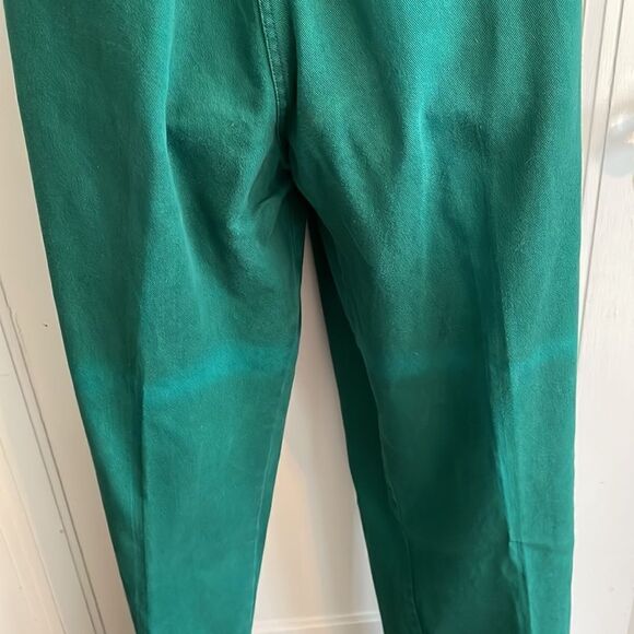 Vtg 80s Silver Fern green cotton twill pleat front pants - Picture 6 of 7